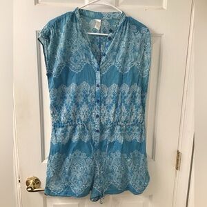 Zimmermann Blue and White Lace Shorts Romper